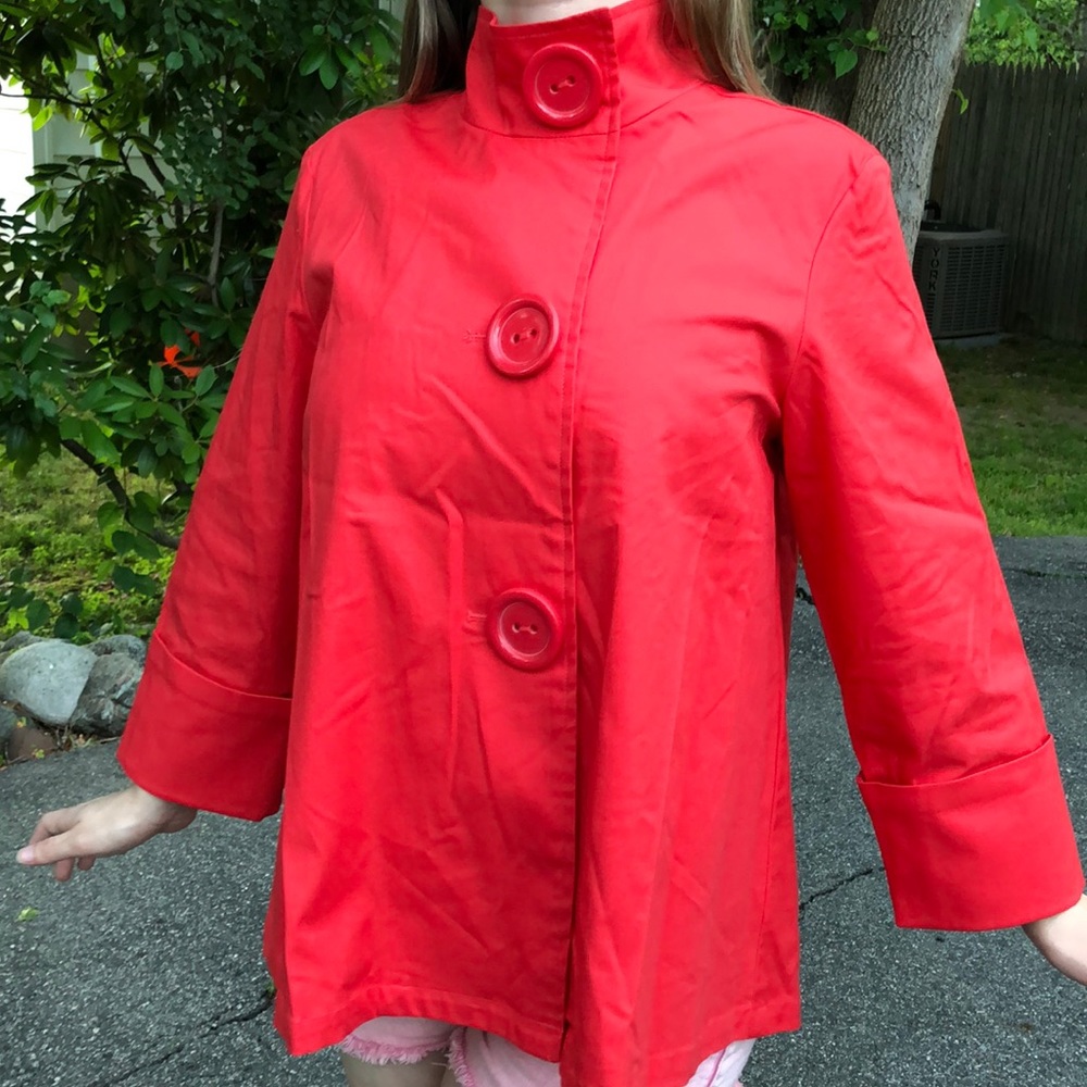 Coldwater Creek PS red trapeze trench coat